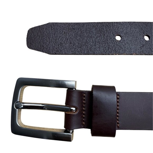 Mens Genuine Leather Belt Dark Brown Classic Style Size 36/85 Made in Mexico - Picture 2 of 9